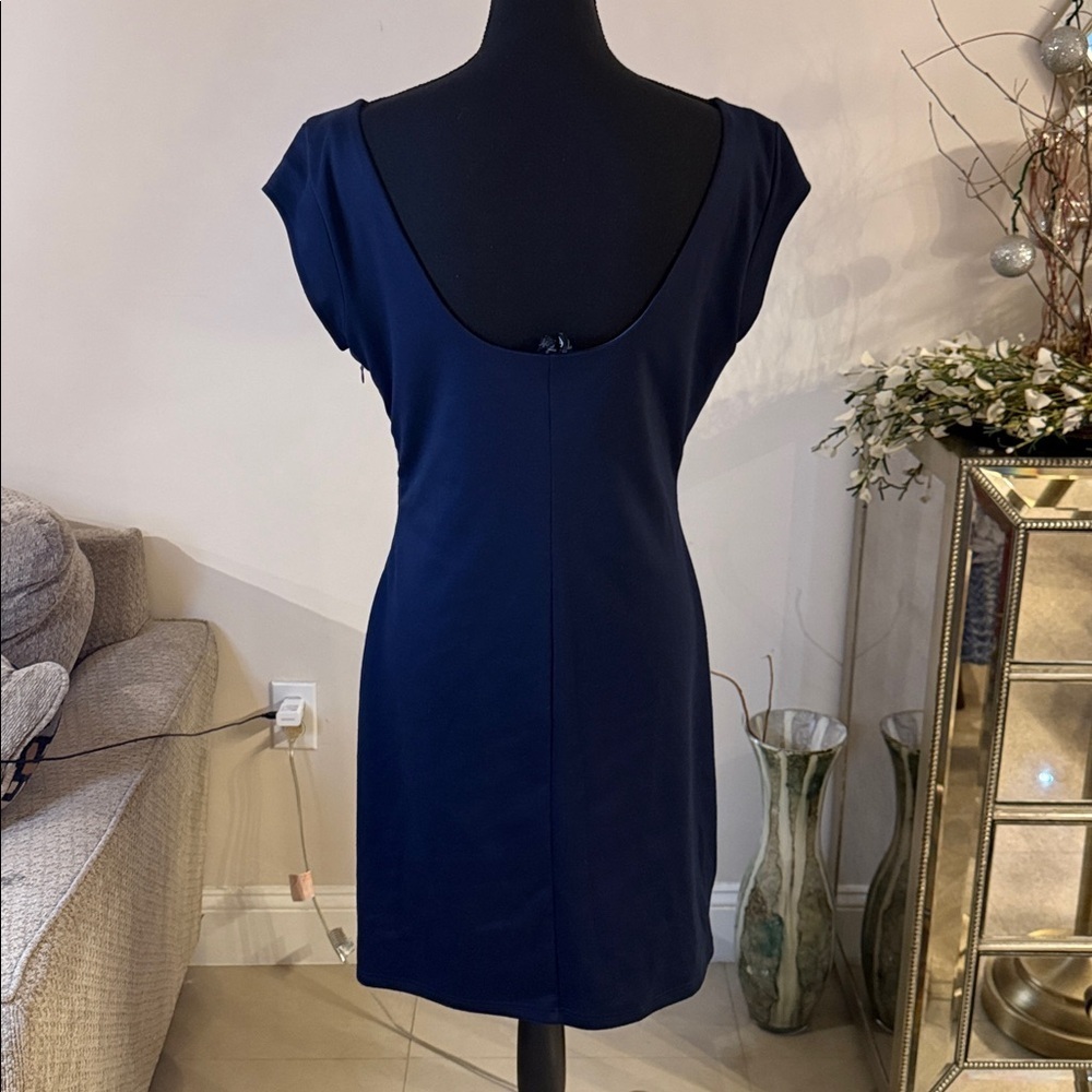 Desigual Navy and Teal Floral Mini Dress L - Picture 7 of 7